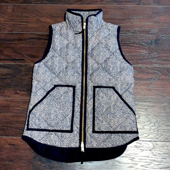 J. Crew Puffer Vest, Herringbone Print, sz XXS. - Picture 4 of 10